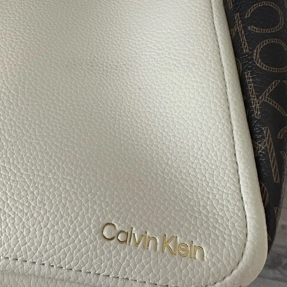 Calvin Klein Elegant Cream and Brown Tote - Picture 7 of 9